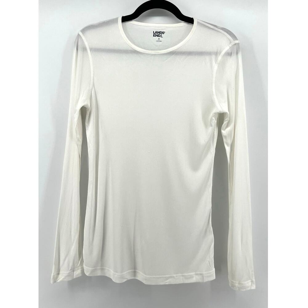 Lands' End | 100% Silk Long Sleeve Crewneck Top Cream Size M